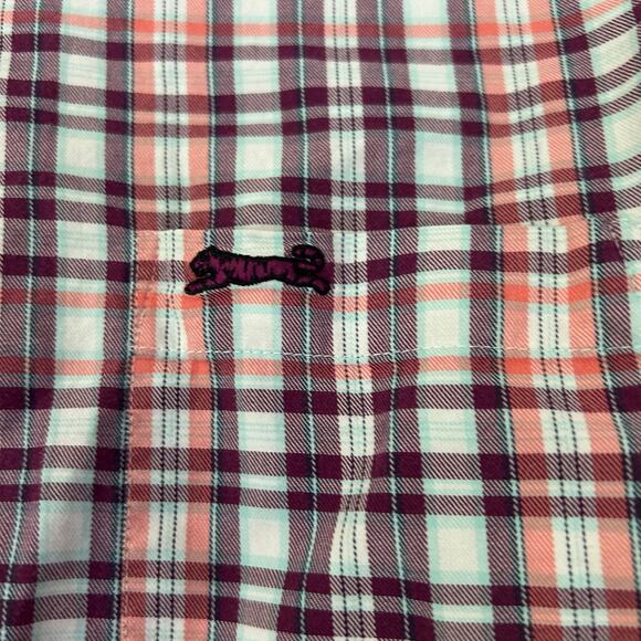 Le Tigre plaid button up collared shirt preppy causal classic multicolor shirt L - Picture 4 of 13